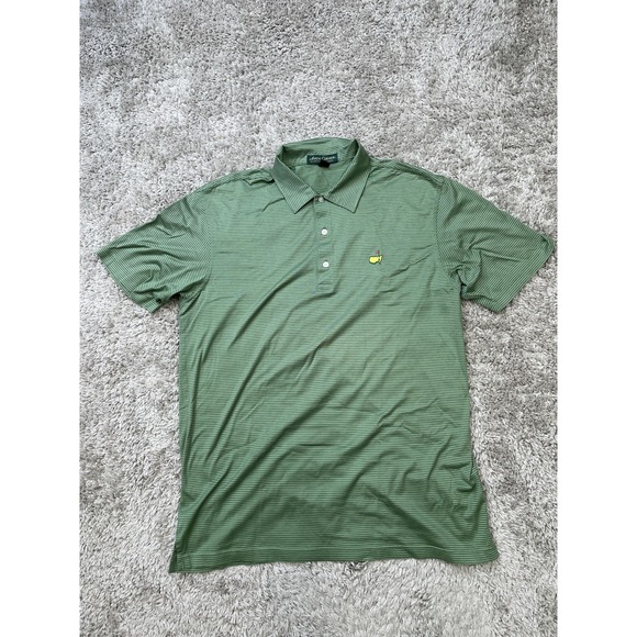 The Masters Shirt Mens Large Green Golf Amen Corner Pima Cotton Polo Striped - Picture 1 of 10